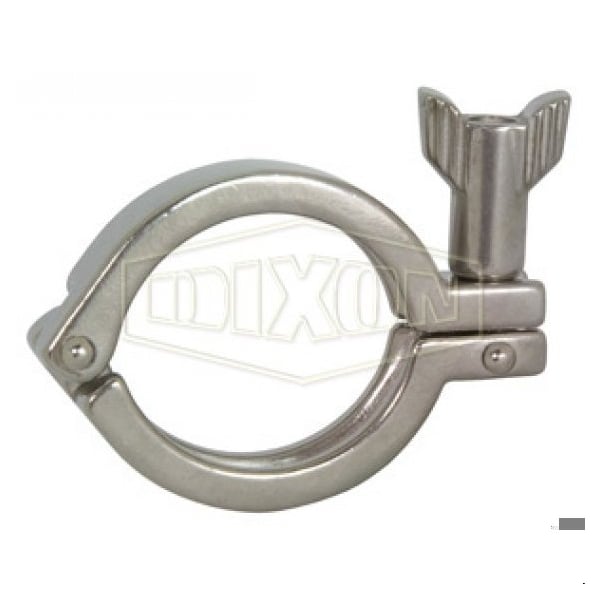 Single Pin Heavy Duty Clamp with Serrated Wing Nut, 8 in Tube, 25 in-lb Load, 304 SS, Domestic